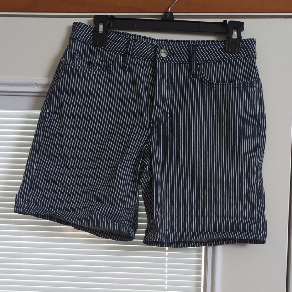 Lee Navy Striped Jean Shorts